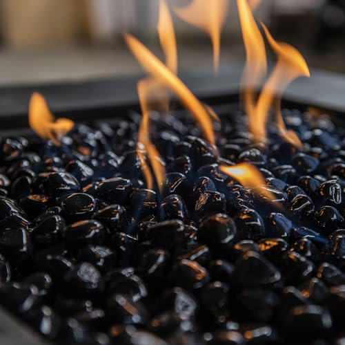 Chilli Cosmos Fire Glass Diamond 2,5 cm Feuerstelle Glassteine für Propangas- oder Gas-Feuerstelle, 9 kg, Onyx-Schwarz