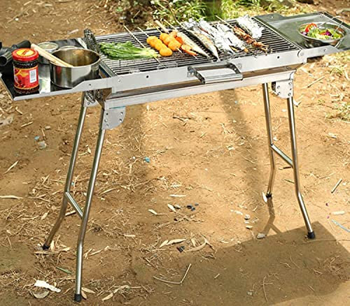 Picknickgrill Grill Campinggrill Klappbarer Holzkohlegrill Tragbarer Holzkohlegrill Aus Edelstahl Für Camping Im Freien, Reisen, Park, Strand BBQ Grills