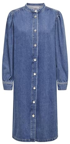 ONLY Damen Onlbeate L/S Midi Dress DNM, Medium Blue Denim