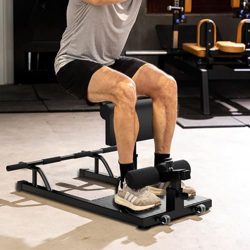 Tdfersasdw Sissy Squat Machine – Klappbare Kniebeugenbank für die Trainingsstation im Heim-Fitnessstudio und für Beinübungen, multifunktionales Gerät für Fitness und Training,Schwarz
