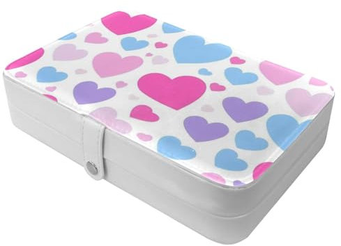 Love Pattern-1629 Reise-Schmuckschatulle – Ihre tragbare Schatztruhe für Ringe, Ohrringe, Halsketten. Tolles Geschenk für Frauen, die gerne reisen, große Organizer-Hülle, 1 Packung