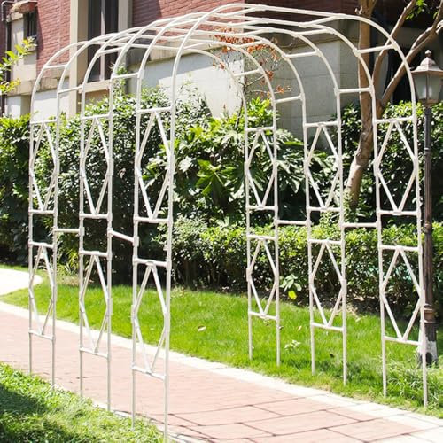 Arco de Jardín Plantas para Trepadoras Arco de Rosas Arco de Metal Arcos de Soporte para Terraza,Rosales,Enredaderas,Fuerte Resistencia al Viento(White,210x240cm)