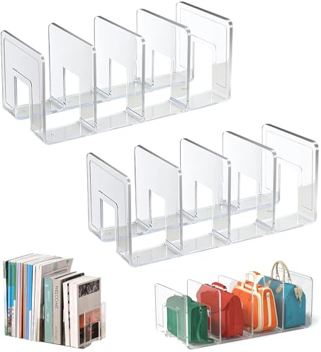 Transparenta hyllavdelare, 2 st garderobshylla organisatör, transparent väska, förvaringshylla, garderobsavdelare, väskorganisatör för organisation(32 x 15 x 13 cm)