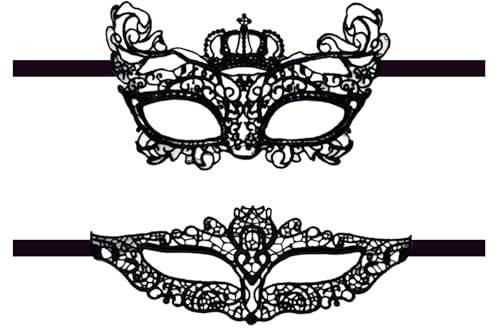 Kisstta Venezianische Maske Damen, Sexy Spitze Augenmaske, Damen Maske Maskenball, 2 Stück Maskerade Augenmaske für Damen Ball Maske für Kostümparty, Masken für Fasching,Halloween