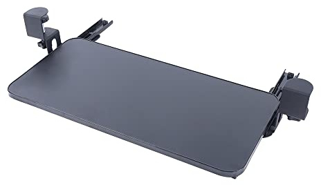 Tangentbordsskiva tangentbordsutdrag underbordsmontering tangentbordsplattform skrivbordslåda med C-hållare, skjutbart tangentbordsstativ för tangentbord, svart, 52 x 25 cm