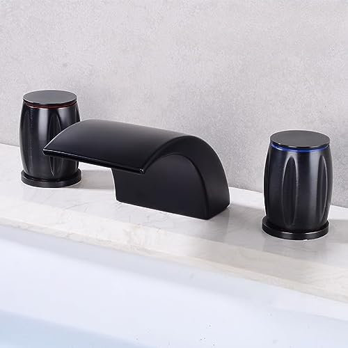 GSZCCZS Waschtischarmaturen Wasserfall Edelstahl Badezimmer 8'Waschbeckenarmatur Weit verbreitet 3-Loch Badezimmer Waschtischmischer Einzigartiges Design-Gold