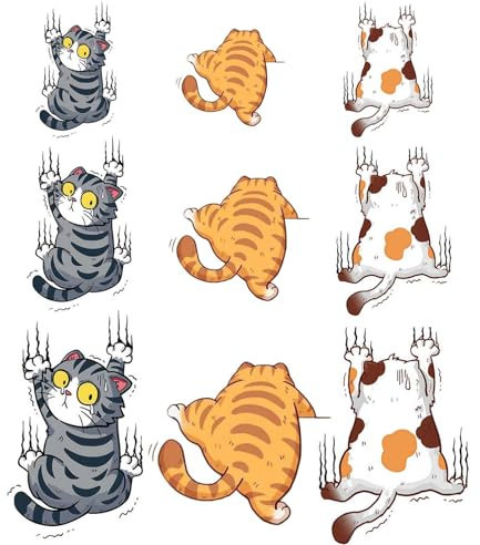 9 Piezas Divertidas Pegatinas para Coche De Gatos, Divertidas Pegatinas para Coche, Pegatinas Decorativas para Coche De Dibujos Animados, Pegatinas Autoadhesivas para Coche