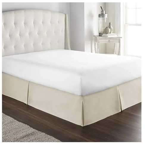 MDYTPT Cache-sommier plissé sur mesure en tissu infroissable et doux - 38,1 cm de haut - Crème - 140 x 190 x 35 cm