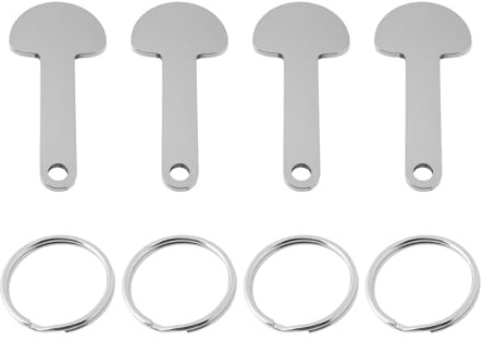 EMSea 4Pcs Reusable Supermarket Trolley Release Key with Ring Stainless Steel Compatible with B&M Compatible with Asda Trolley, 46x23mm