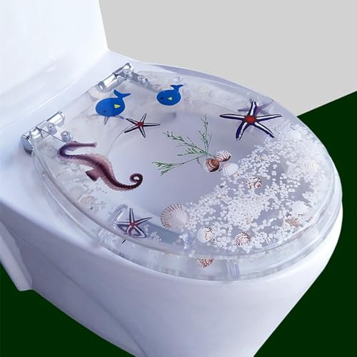 Transparenter Toilettensitz aus Harz, langsam schließender Toilettensitz mit durchsichtiger Muschelabdeckung und Scharnieren aus Edelstahl, strapazierfähiger Toilettendeckel aus Acryl der Oc