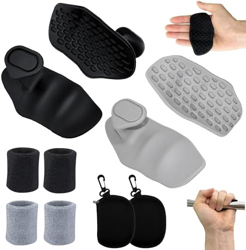 Griffpolster Kraftsport - 2 Paar Zughilfen Krafttraining mit Handgelenkschutz, Fitness Griffpolster Griffpads für Klimmzüge, Rutschfeste Griffpads Krafttraining für Crosstraining Gymnastik Fitness