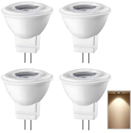 LIDESENMO 4-Pack AC DC 12V LED MR11 Light Bulb 3 Watt G4/GU4/GZ4 Bi-Pin Base 1.4in LED Spot Track Accent Light Lamp Landscape Lights Courtyard Flood Path Paver Lighting Bulbs (Warm White)
