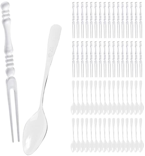Set Di Posate 200 Pezzi Mini Cucchiai Da Gelato Trasparenti Riutilizzabile Mini Forchette Da Frutta Trasparenti A Forma Di Cuore Forchette Per Barbecue, Picnic, Campeggio, Feste