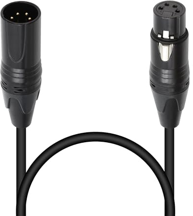 Xilaghy 4-poliges XLR-Verlängerungs-Patchkabel, 4-poliger XLR-Stecker auf Buchse, Mikrofonkabel für Lautsprecher, Mikrofon und Bühnenlicht, Schwarz (0,5 m)