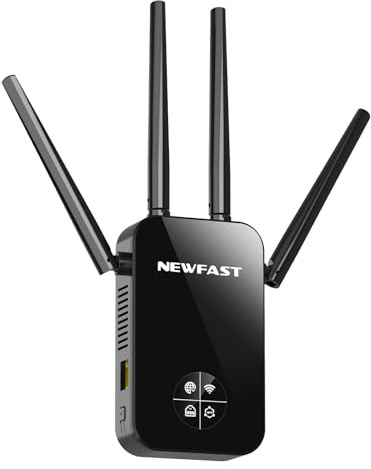 NEWFAST Repeteur WiFi Puissant RE523,1200Mbps Amplificateur WiFi Double Bande WiFi Extender jusqu'à 140㎡,5GHz Répéteur WiFi sans Fil Compatible avec Toutes Les Box,Configuration WPS en Un clic