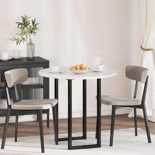 QJBSAVVA Tischplatte 80 cm rund Hochglanz Weiß aus Holzwerkstoff 1,5 cm dünn Modernes Design Robust & Langlebig als Esstisch- oder Schreibtischplatte für Wohnzimmer Büro Küche