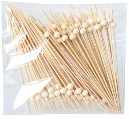 Paquete de 200 pinchos de frutas desechables, bonitos pinchos de comida para bufés, palillos de dientes de bambú, elegantes para exhibición de fiestas, desechables, frutas