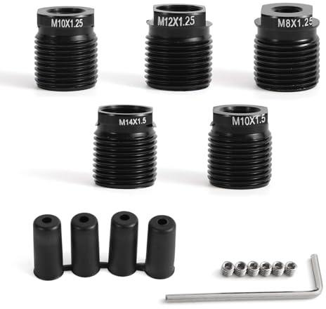 Goktvai 5uds Kit Adaptador Palanca Cambios, Adaptadores Universales Palanca Cambios Aleación Aluminio Roscados con Mangueras Goma para Roscas M8/M10/M12/M14 para Coche Camión SUV