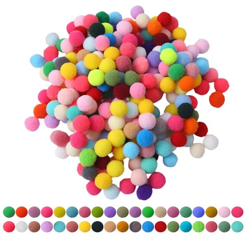 1000PCS Pom Poms Craft, 10mm Assorted Color Pompoms for Crafting