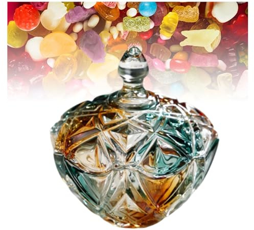 Bonbonnière en cristal avec couvercle, boîte à bijoux artisanale, bocal de rangement transparent, sucrier décoratif for salon, cuisine, mariage ou fêtes