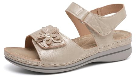 KLKLM Women's Sandals New Summer Collection Trendy hook-and-loop fastener Easy Wear Glitter Finish Comfortable Casual Daily Sandals