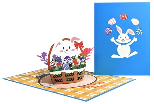 Biglietto di Pasqua 3D | 3D Holiday Egg and Bunny Paper Keepsake – Biglietto di auguri pasquale sentito – per amici, famiglia, moglie, marito, fidanzata, madre, padre insegnante