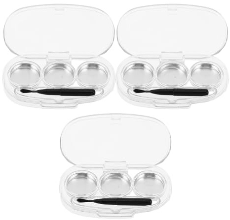 Gogogmee Organizer Portatile per Cosmetici Palette Vuota in Alluminio e Plastica per 3 Scomparti di Ombretti con Pennello Incluso, Design Multifunzionale per Uso Esterno