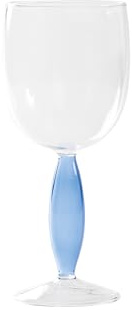 Zafferano Set di 4 bicchieri da vino rosso serie Dorici in vetro borosilicato soffiato a mano con gamba cava, colore trasparente e blu elegante