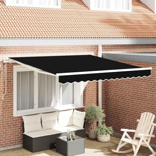 Tenda da sole elettrica estensibile nera, 300 x 250 cm, tenda da sole in poliestere idrorepellente con rivestimento in PU, telaio in acciaio e alluminio verniciato a polvere, doppio funzionamento con