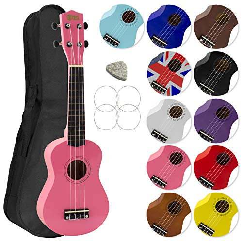 Mad About SU8-PK Sopran-Ukulele in Rosa mit einer GRATIS Gigbag, Pick und Ersatzsaiten - großartig für Schulen und Anfänger