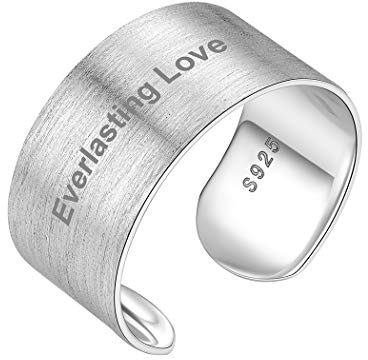 PROSILVER 925 Silber Ring für Damen 5mm 10mm 15mm Silber Offener Fingerring Anpassbar hochglanzpoliert/gebürstet Bandring verstellbar Minimalister Schmuck Accessorie