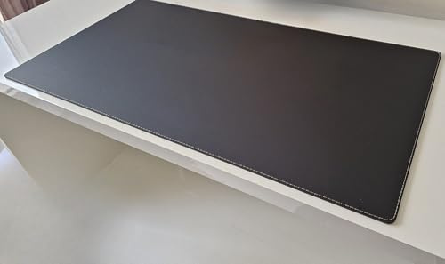 Schreibtischunterlage Echt Leder Schwarz mit grauer Naht 60 x 40 cm Echt Nappaleder glatt. Ohne Mousepad