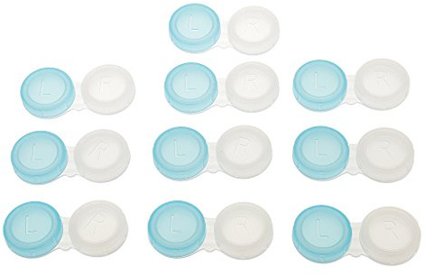 Cajas dobles para lentes de contacto Contenedor portátil para viajes exteriores, transparente, paquete de 10 (azul)