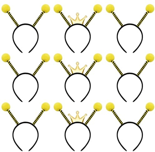 FRCOLOR Bienen Haarreif Mit Antennen FüR Damen Und MäDchen KostüM ZubehöR Fasching Halloween Karneval Party 9 StüCk