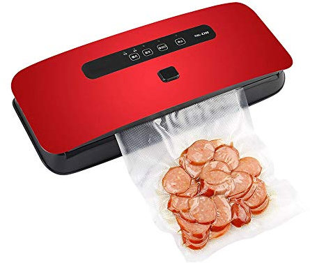 WERCHW Food Vacuum Sealer Machine, Upgrade Automatic Vacuum Sealer for Food Preservation and Sous Vide, Dry/Moist One-Touch Vacuum Packing Machine with Vacuum Bags and Starter Kit (Color : Red)