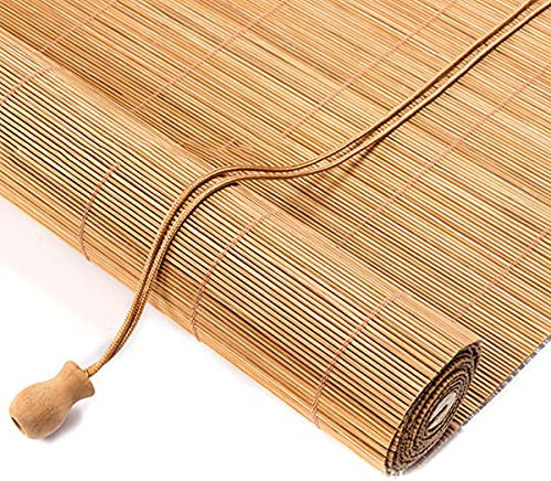 ZH-VBC Bambus Rollos für Den Balkon, Carbonization Natural Bambusrollo, Handgewebt, Atmungsaktiv, Sonnenschutz Jalousien, Außenterrasse, 85cm / 105cm / 125cm / 145cm Breit,145x200cm