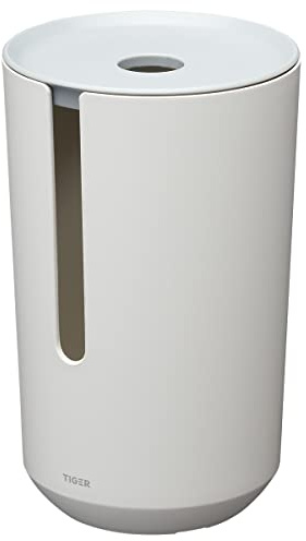 Tiger Tess Reserverollenhalter, Behälter mit Deckel zur Aufbewahrung von Toilettenpapier, Kunststoff, Weiß/Hellgrau, 143x233x143 mm