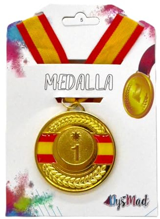 Ganador español de la Medalla de Oro olímpica. Medalla Deportiva. medallón para el Ganador. Estrella del Deporte olímpico fútbol Corriendo natación campeón del día del Deporte Trofeo ninos y Adultos