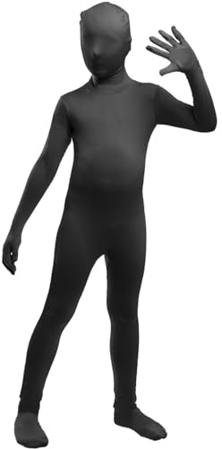 Funidelia Disfraz Segunda Piel negro para niño y niña, Incluye: Mono completo, Talla 10-12 años - Traje para niños para fiestas, Carnaval y Halloween