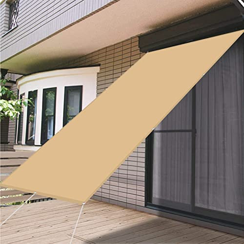 AMZHU Sonnensegel 2x5M Windschutz Rechteck Balkon Outdoor Sunsegel 98% UV Schutz Leinen 100% Reißfestes inkl Befestigungsseile, Creme Farben