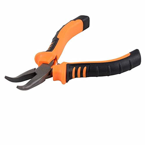 Vetrineinrete® Pinza a becco lungo curvo in acciaio pinze becchi lunghi curvi mezzotondi con impugnatura in gomma antiscivolo 11 cm