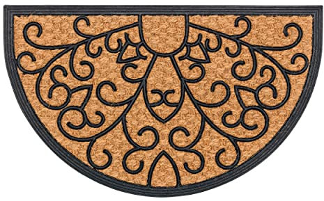 Astra Felpudo de Exterior Antideslizante Resistente a la Intemperie - Coco Felpudo de Lujo de Caucho y Fibras de Coco Antibacteriano - Alfombra atrapa Suciedad 45x75 cm Relieve semicircular