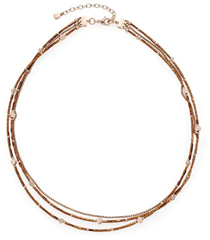 JEWELS BY LEONARDO Flavia Halskette aus Edelstahl 1 Stück, dreireihiges roségoldenes Collier aus Hämatit-und Glaskristallperlen bronze, Damenschmuck, 022195