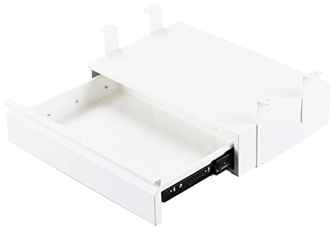 OSteed Metallschublade unter dem Schreibtisch, 45.7 cm, Weiß, Aufbewahrungs-Organizer, montiert unter Holztisch oder Werkbank mit einer max. 5.1 cm langen Querstange