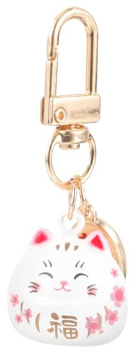 Holibanna Glückskatze Schlüsselanhänger Anhänger Japanisch Maneki Neko Schlüsselanhänger Glückskatze Halter Feng Shui Katze Charme
