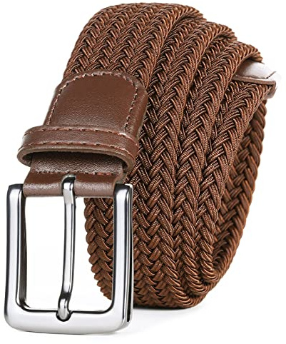 LOVMEAD Elastischer Gürtel Stretchgürtel Geflochten Herren Damen Wert Stück, Golf Stoffgürtel Flechtgürtel Dehnbarer (1 Stück -Kaffe, 115cm/38’’-42’’ für Taillengröße)