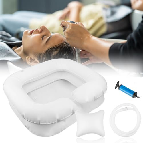 Lavabo à Cheveux Gonflable, Bac a Shampoing Domicile, Lave-cheveux gonflable Bassin de lavage de cheveux gonflable tampon de shampooing Bac pour Laver Les Cheveux Lavage en PVC Blessées Alitées