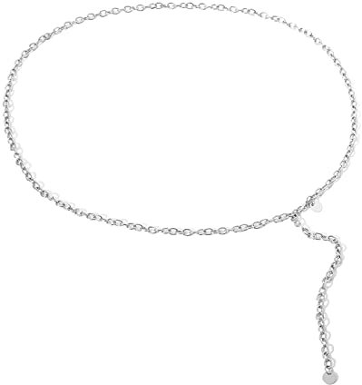Stfery Körperketten für Frauen, Bauchkette Silber 100cm Taillenkette Minimalistische Pailletten Quaste Legierung Kettengürtel