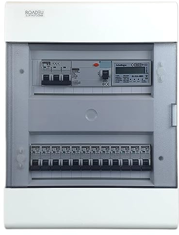RoadEu - Centralino e quadri di distribuzione da parete completo con contatore, Interruttore Differenziale 40A, B16A, B10A automatico – Scatola di distribuzione con contatore elettrico