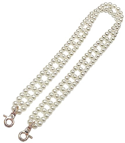 WANYIG Handykette Perlen zum Umhängen Taschenkette Perlen Trageriemen für Umhängetasche Tasche Kette Crossbody Doppelte Reihe Schulterriemen Schultergurt Ersatz Accessoire Charme (60CM, A)